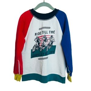 Hanna Andersson Color Block Motocross Racing Sweatshirt Boys size 6-7 120